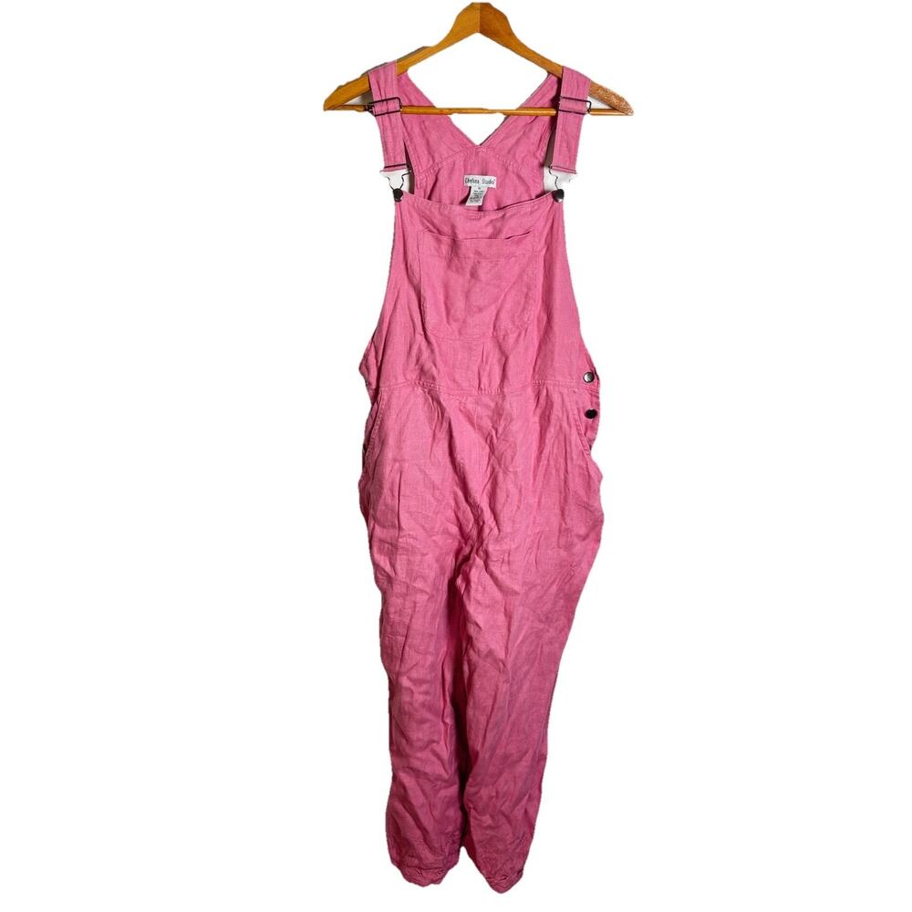 100% Linen Pink Wide Leg 5 Pocket Overalls Size 10